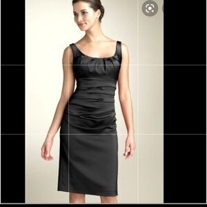 SUZI CHIN FOR MAGGIE BOUTIQUE satin Ivory Sheath Rouched Scoop Neck dress